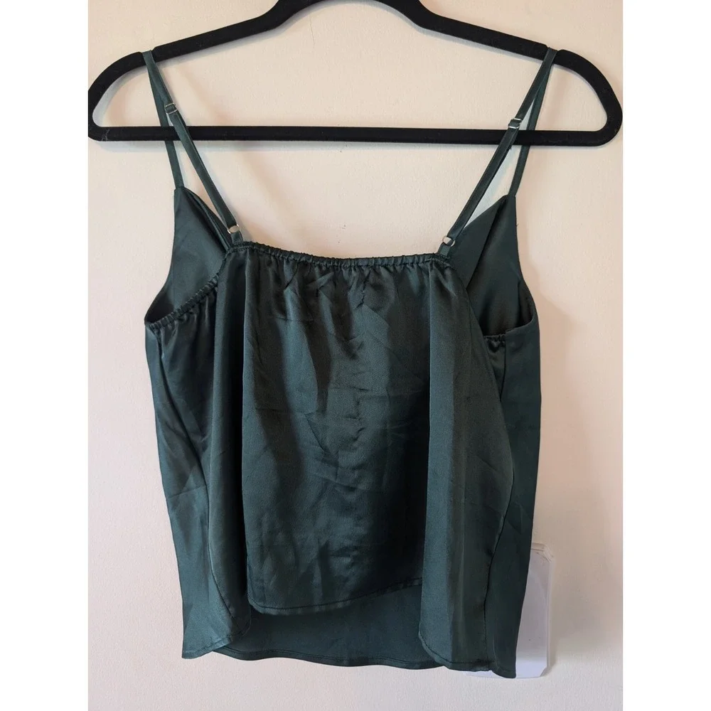 Nasty Gal Satin Cowl Neck Cami Tank Size 6 Green Y2K Forest Fairy Going Out 90s - Picture 3 of 8